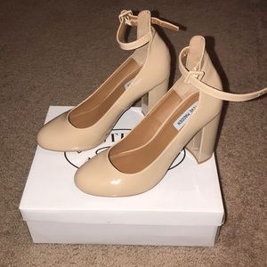 Vivi Nude Pat Chunky Strap Heels